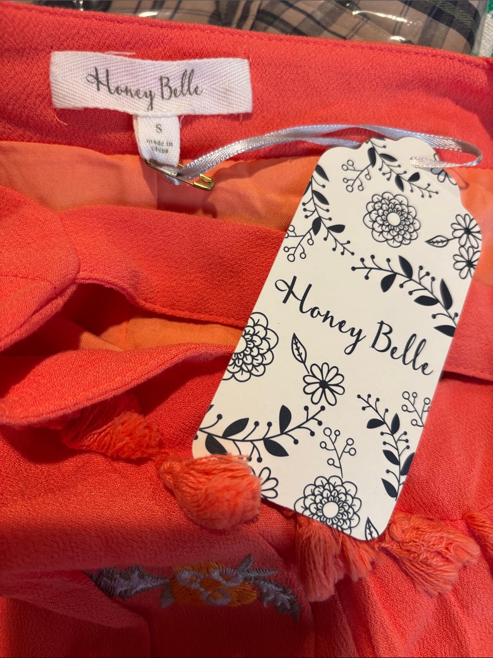 NWT Honey Belle Coral Orange Tassel Dress